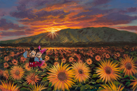 Sunflower Selfie by Walfrido Garcia - Giclée on Canvas - Featuring Mickey and Minnie Mouse
