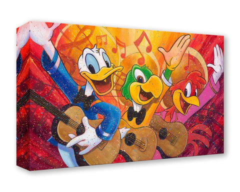 Three Caballeros Stephen Fishwick Treasure On Canvas featuring Donald, Jose, and Panchito