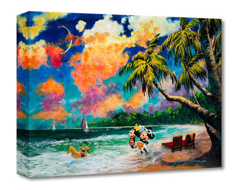 Together in Paradise by James Coleman Treasures On Canvas Featuring Mickey, Minnie, Pluto