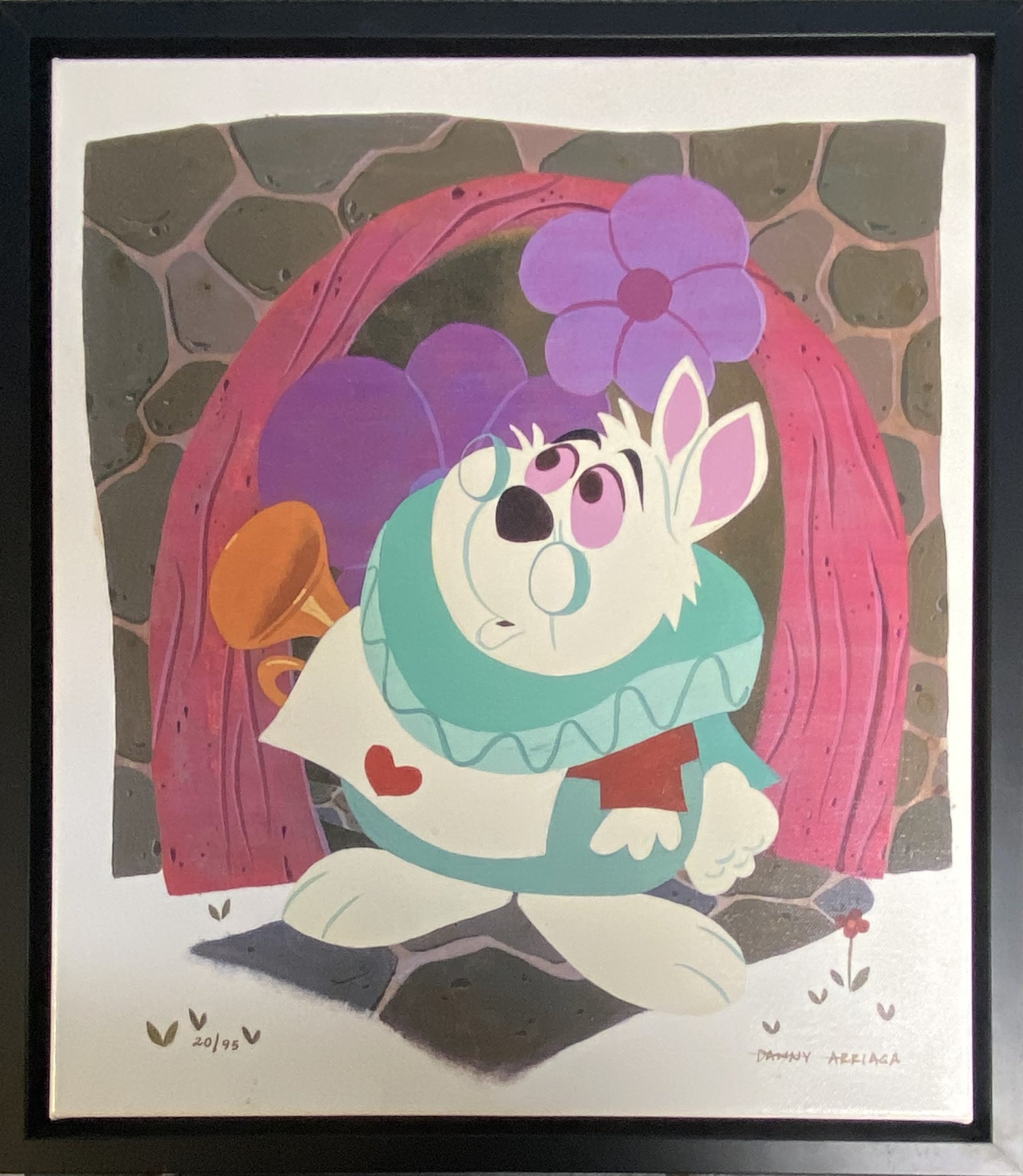 White Rabbit Framed by Daniel Arriaga inspired by Alice in Wonderland