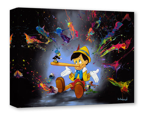 Who Spilled The Paint by Jim Warren - Treasures On Canvas - featuring Pinocchio and Jiminy Cricket