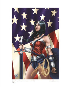Wonder Woman Patriotic - By Jenny Frison - Limited Edition Giclée on Fine Art Paper Inspired by DC Comics