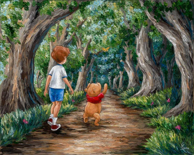 Wooded Path by Jennifer Lanna Limited Edition On Canvas Featuring Winnie the Pooh and Christopher Robin