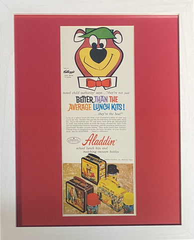 Vintage 1960s Yogi Bear Kellogg Aladdin Lunch Kits Magazine Framed Ad 11x14