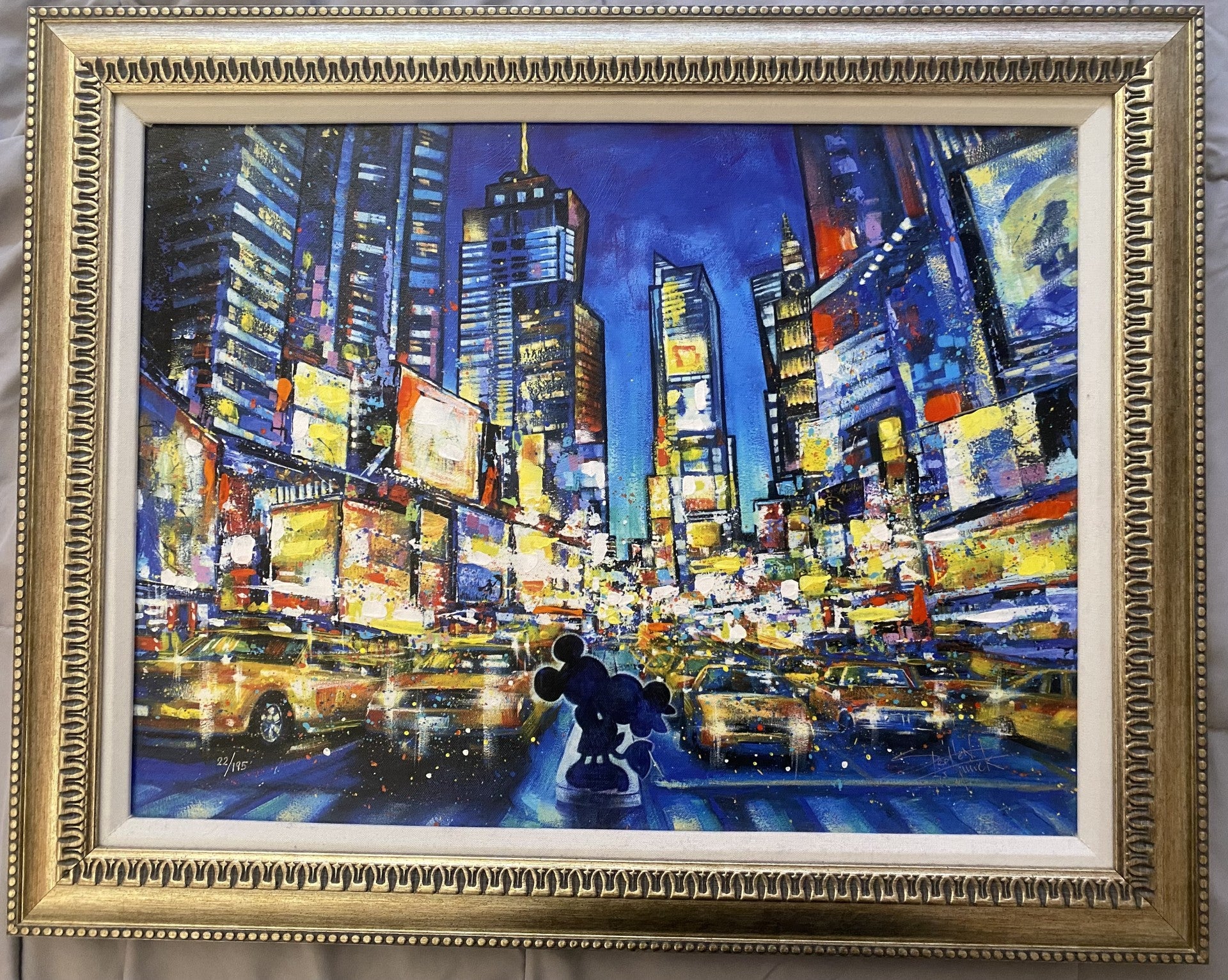 You, Me, and the City Framed Limited Eidtion by Stephen Fishwick Featuring Mickey and Minnie Mouse