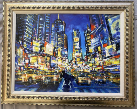 You, Me, and the City Framed Limited Eidtion by Stephen Fishwick Featuring Mickey and Minnie Mouse