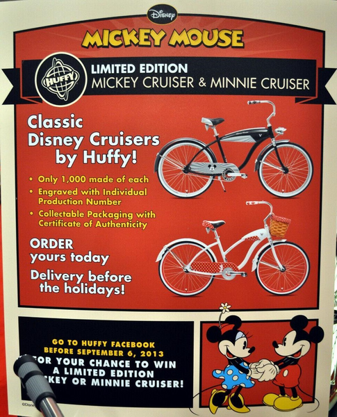 Huffy Men's Limited Edition Disney Mickey Mouse Cruiser Bike 26" - Brand new in Box - Never opened