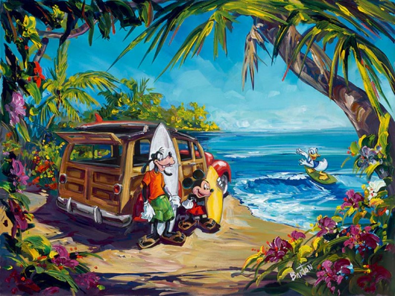 Jetty Hangout by Steve Barton Limited Edition Featuring Mickey and Goofy