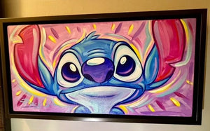 Happy Stitch - Original On Canvas By Tim Rogerson - Featuring Stitch