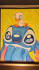 Stitch and His New Friend - Original On Canvas By Tim Rogerson - Featuring Stitch