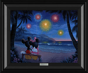 Evening Fireworks on the Beach by Tim Rogerson Featuring Mickey and Minnie