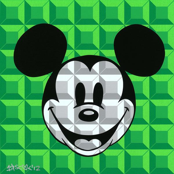 8-Bit Block Mickey Green Mickey Mouse by Tennessee Loveless
