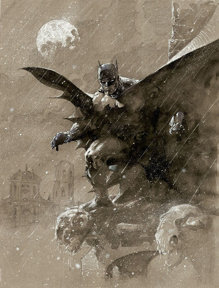 Batman Over San Prospero - By Jim Lee - Giclée on Paper inspired by Batman