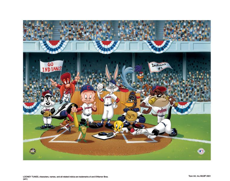 Line Up At The Plate Indians - By Warner Bros. Studio - Collectible Lithograph on Paper