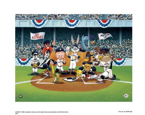 Line Up At The Plate Astros - By Warner Bros. Studio - Collectible Lithograph on Paper