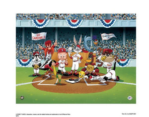 Line Up At The Plate Cardinals - By Warner Bros. Studio - Collectible Lithograph on Paper