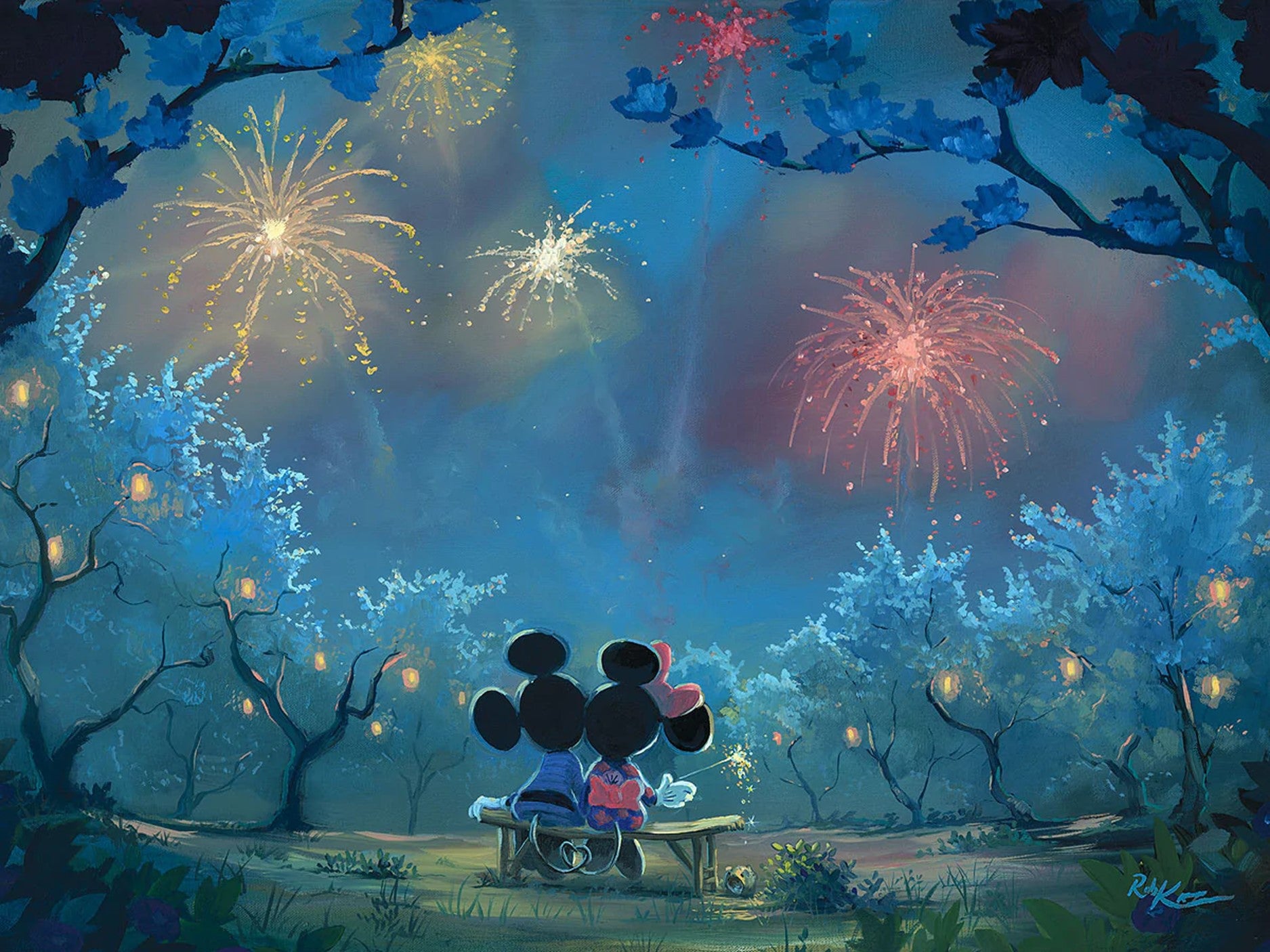 Memories of Summer by Rob Kaz Limited Edition On Canvas Featuring Mickey Mouse and Minnie Mouse
