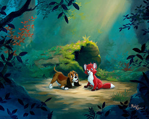 New Found Friend in the Forest by Rob Kaz inspired by Fox and the Hound