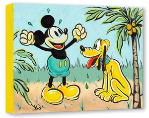 Pals In Paradise by Dom Corona featuring Mickey Mouse and Pluto Treasures On Canvas