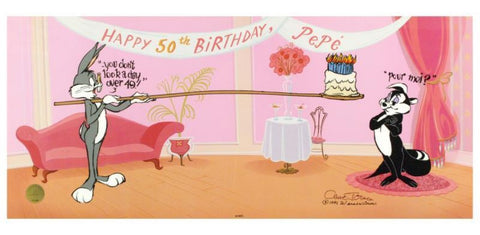 Pepe's 50th Birthday - Limited Edition Hand Painted Animation Cel Signed by Chuck Jones