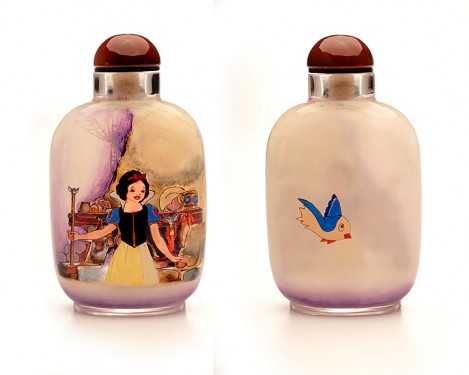 Portrait of Innocence by Toby Bluth, Hand Painted Glass Bottle Inspired by Snow White and the Seven Dwarfs