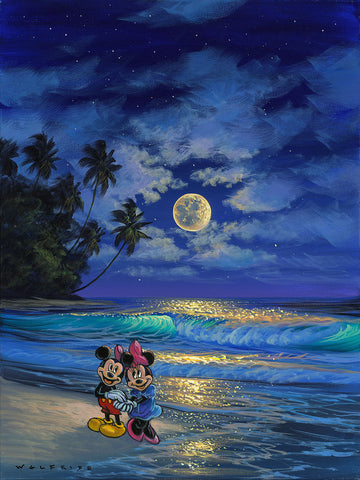 Romance Under The Moonlight by Walfrido Garcia Featuring Mickey and Minnie Mouse