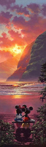 Sunset Romance by Rodel Gonzalez with Mickey and Minnie