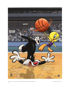 Sylvester and Tweety Basketball - By Warner Bros. Studio - Collectible Giclée on Paper
