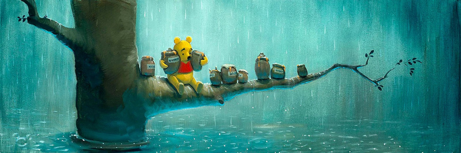 Waiting Out the Rain by Rob Kaz inspired by Winnie the Pooh