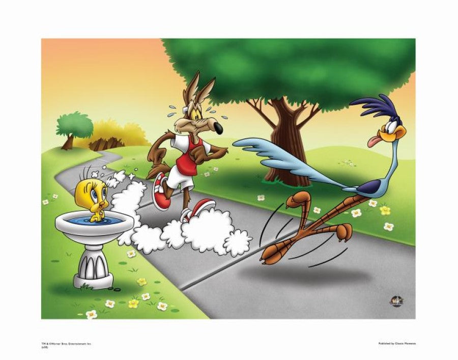 Wile E and Road Runner Race - By Warner Bros. Studio - Collectible Giclée on Paper