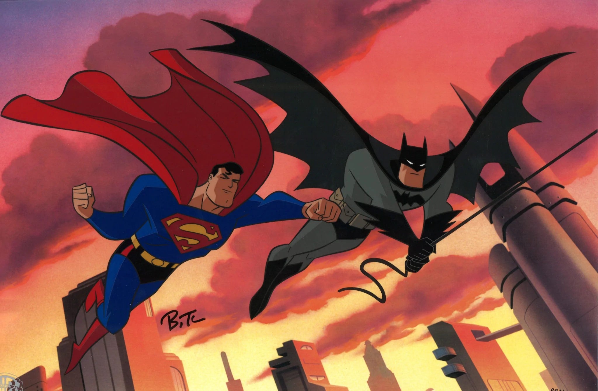 World's Finest - By Bruce Timm - Limited Edition Hand-Painted Cel featuring Batman and Superman