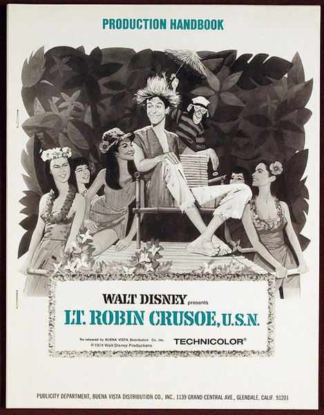 Disney LT ROBIN CRUSOE U.S.N. Publicity Packet—16 Photos Handbook Dick Van Dyke, Nancy Kwan, 1974