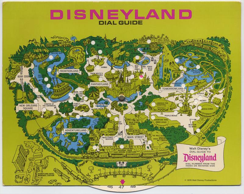 Walt Disney's Dial Guide to Disneyland, Attraction Locator Sold at the Park in 1976