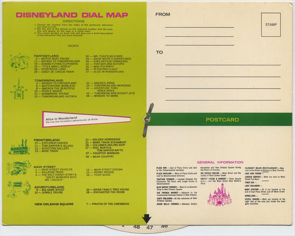 Walt Disney's Dial Guide to Disneyland, Attraction Locator Sold at the Park in 1976