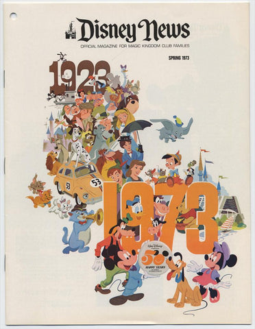 Disney News Spring 1973, Walt Disney Prod. 50th Anniversary Issue of Magic Kingdom Club Magazine