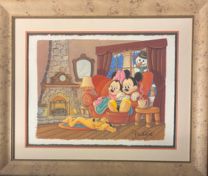 Cozy Family Time - Original - by Michelle St Laurent Featuring Mickey, Minnie, and Pluto