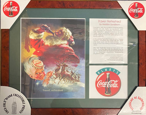 Christmas Coca Cola Travel Refreshed 1998 Framed Print Haddon Sundblom