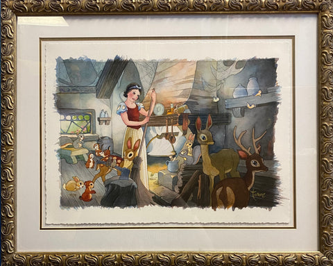 Tidying Up FRAMED by Toby Bluth inspired by Snow White and the Seven Dwarfs
