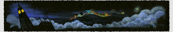 Over the Clouds Framed Limited Edition by Lorelay Bove inspired by Peter Pan