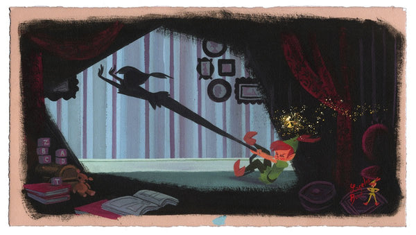 Peter's Shadow Framed Limited Edition by Lorelay Bove inspired by Peter Pan