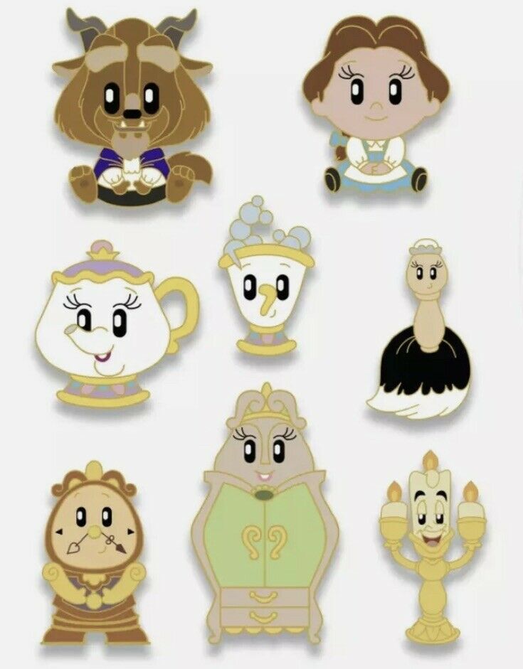 Disney Destination D23 Beauty and the Beast Adorbs 2 Mystery Pins, LE, Walt Disney Imagineering Mickey's Of Glendale