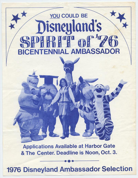 Disneyland Ambassador Applications + Flyer for America on Parade Years 1975 and 1976